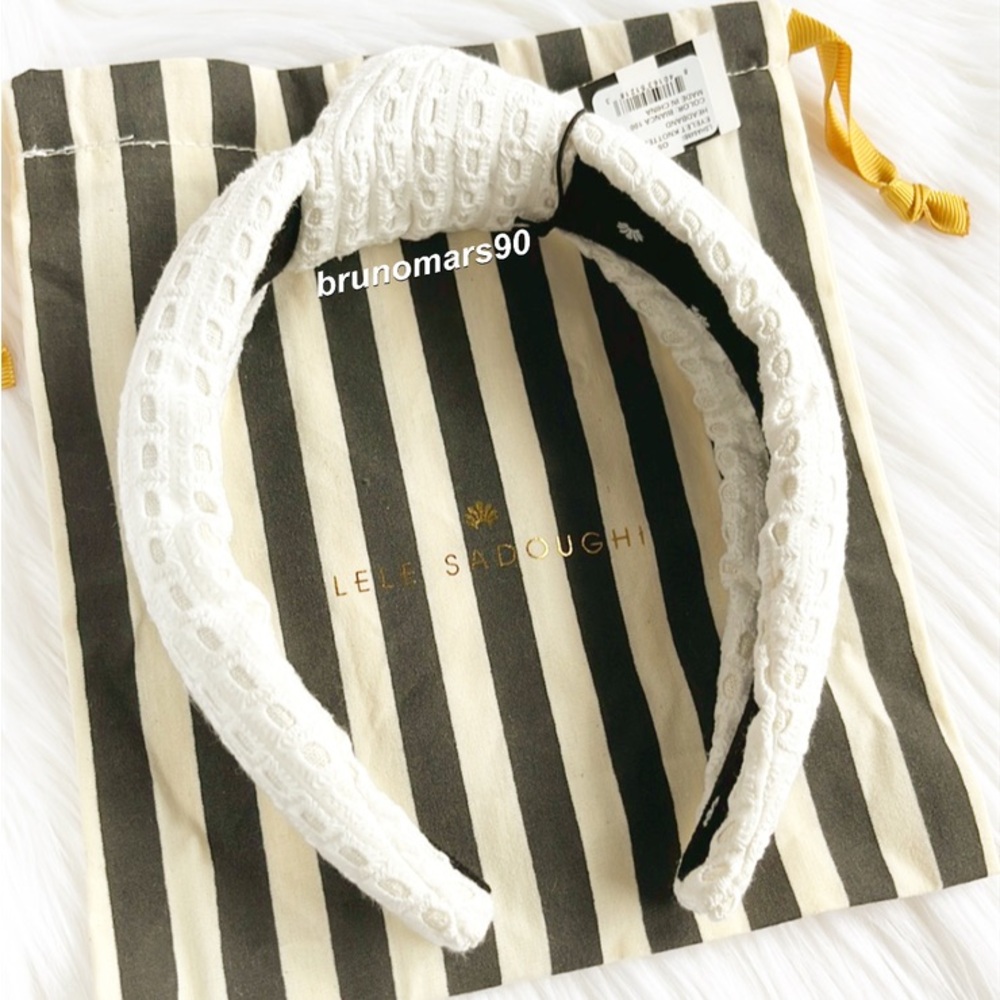 Lele Sadoughi Bianca Eyelet Knotted Headband - Picture 2 of 9